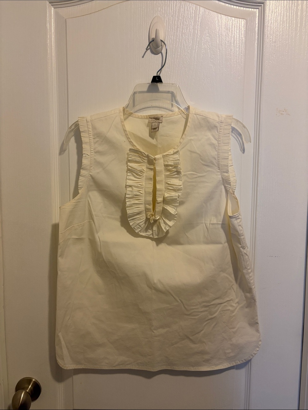 J. Crew Factory Cream Ruffle-Trim Sleeveless Top